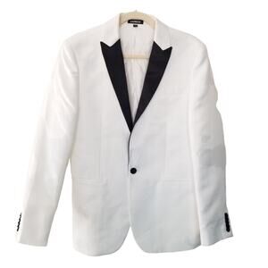 Express x Victor Oladipo Mens Tuxedo Blazer Size S White Satin Lapel Slim Fit
